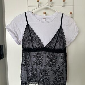 Chic Black Lace Overlay Top